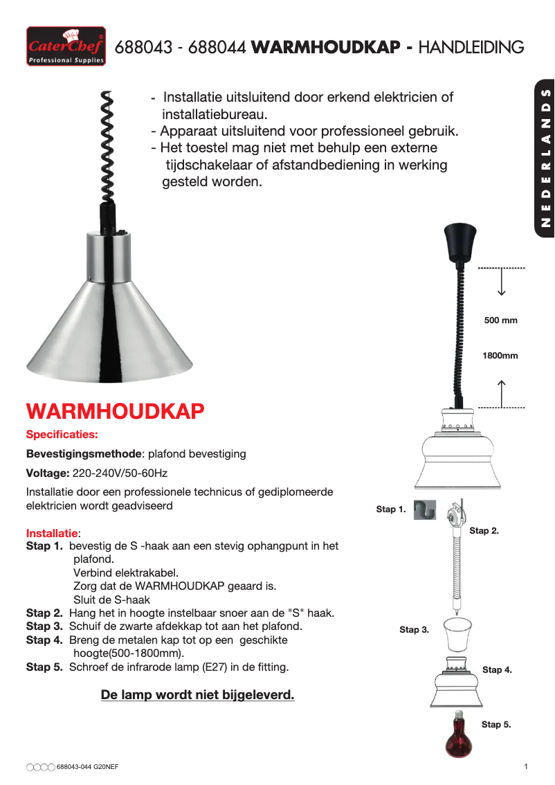 Page 1 de la notice Manuel utilisateur CaterChef 688043