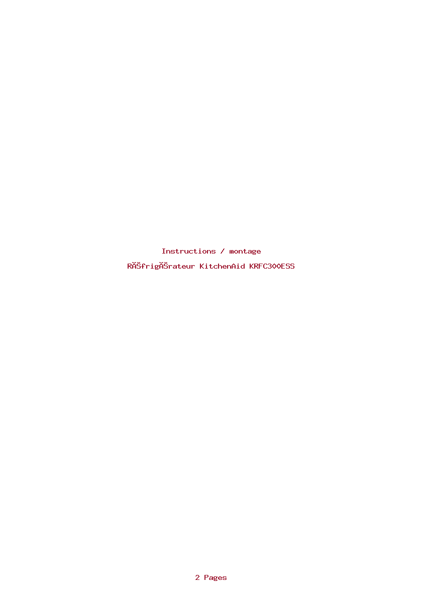 Page 1 de la notice Instructions / montage KitchenAid KRFC300ESS