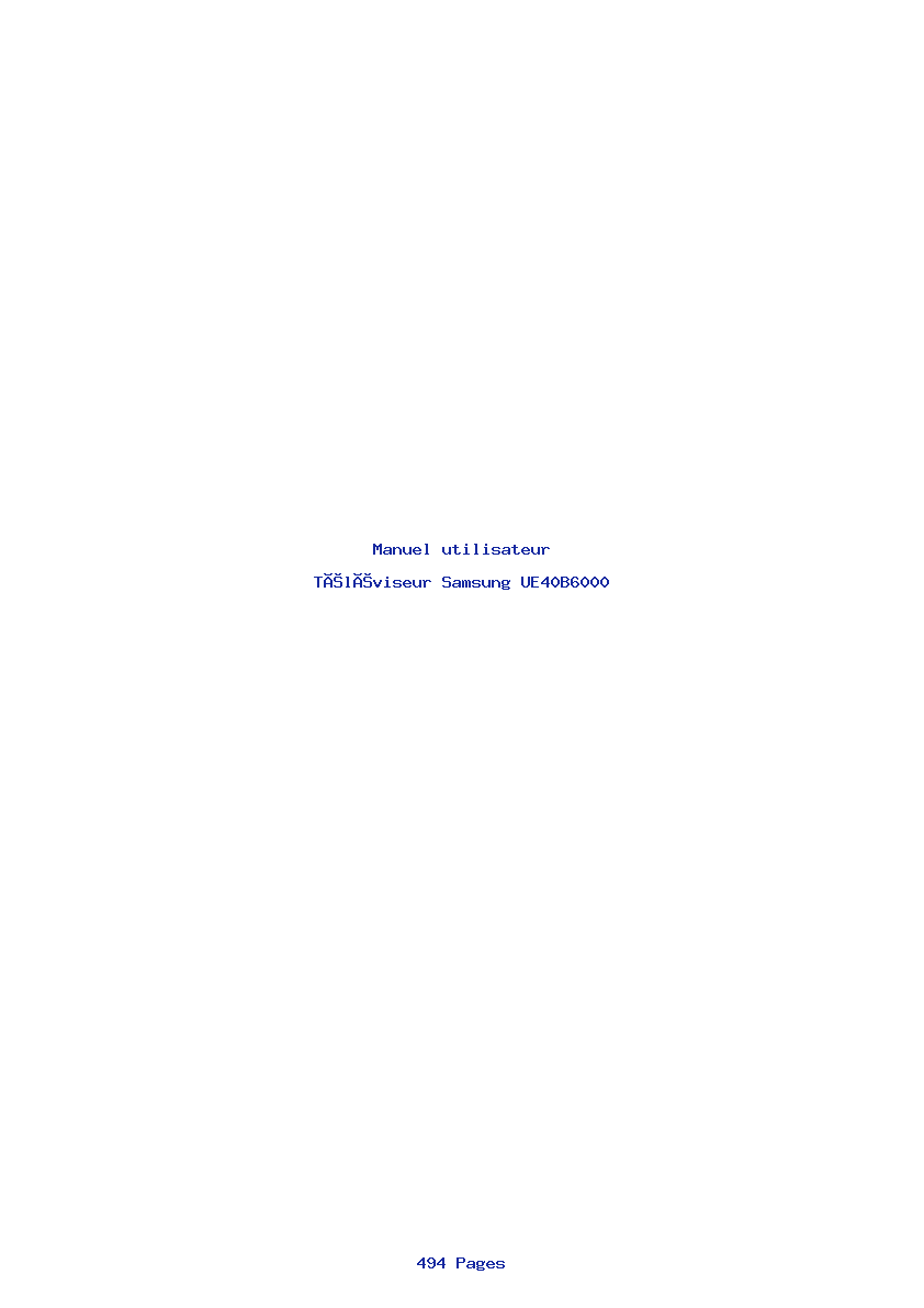 Page 1 de la notice Manuel utilisateur Samsung UE40B6000
