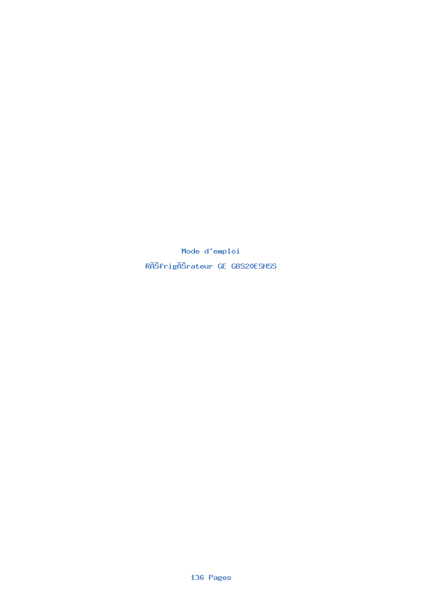 Page 1 de la notice Mode d'emploi GE GBS20ESHSS