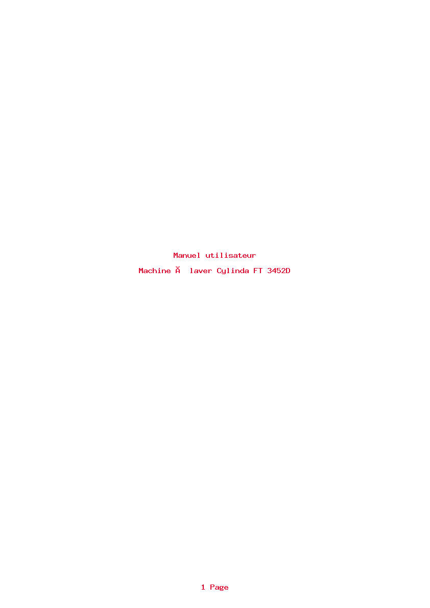 Page 1 de la notice Manuel utilisateur Cylinda FT 3452D