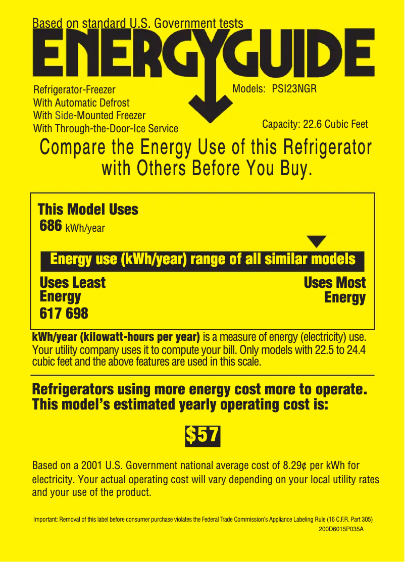 Page n°1 - Label énergétique GE Profile CustomStyle PSI23NGRWV