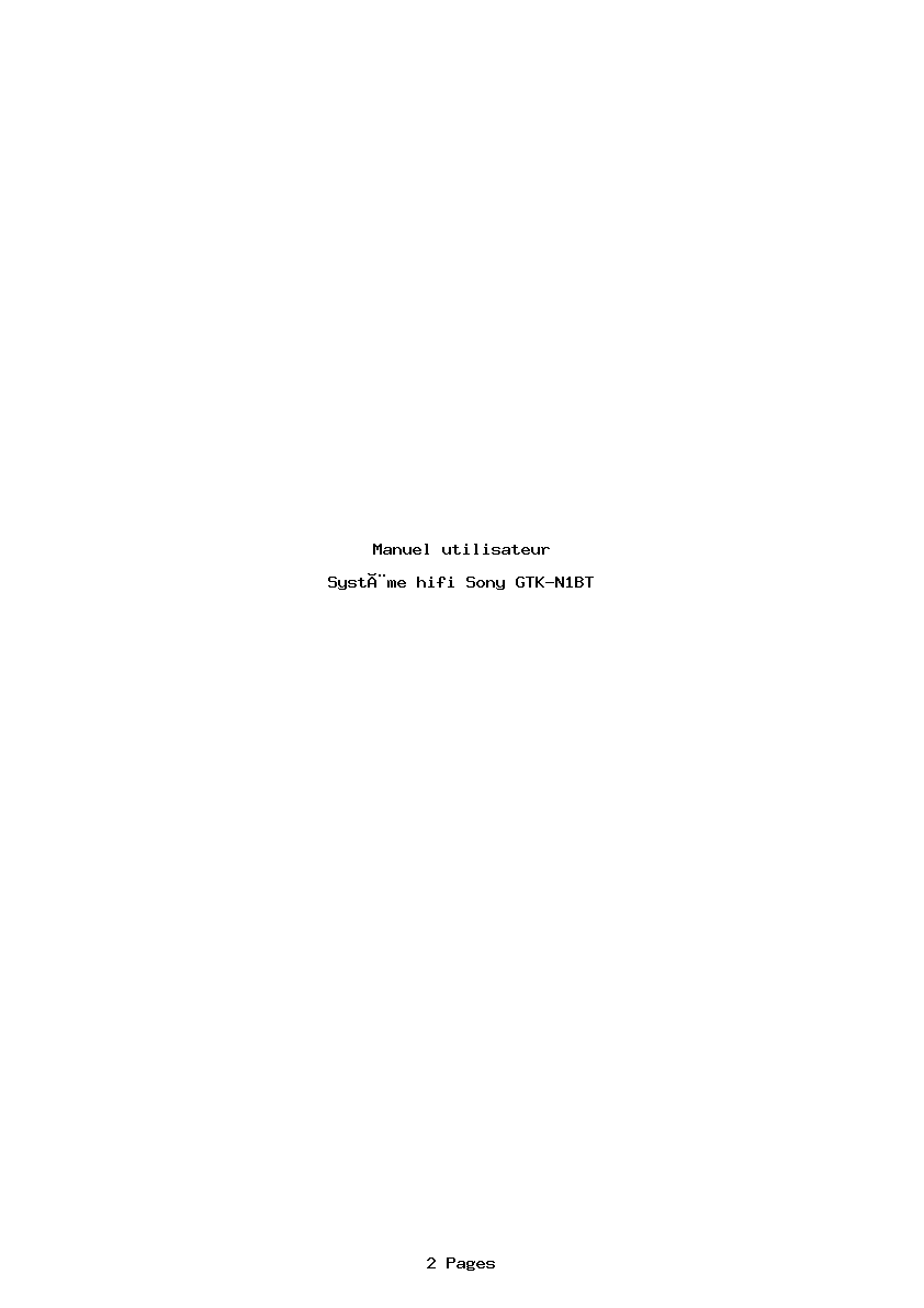 Page 1 de la notice Manuel utilisateur Sony GTK-N1BT