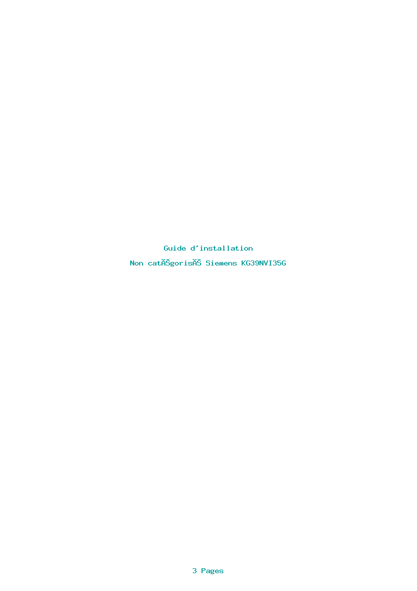 Page 1 de la notice Guide d'installation Siemens KG39NVI35G