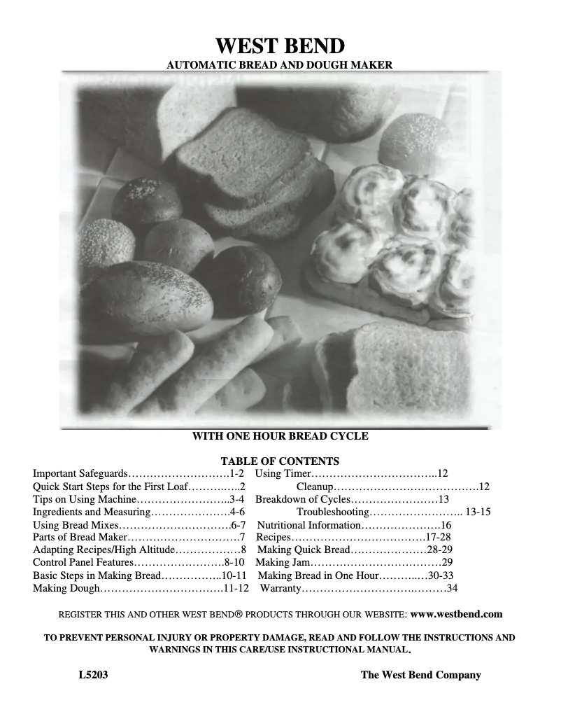 Page 1 de la notice Manuel utilisateur WestBend 41026