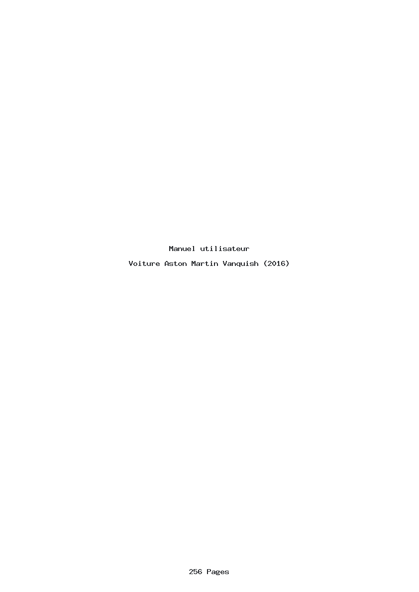 Page 1 de la notice Manuel utilisateur Aston Martin Vanquish (2016)