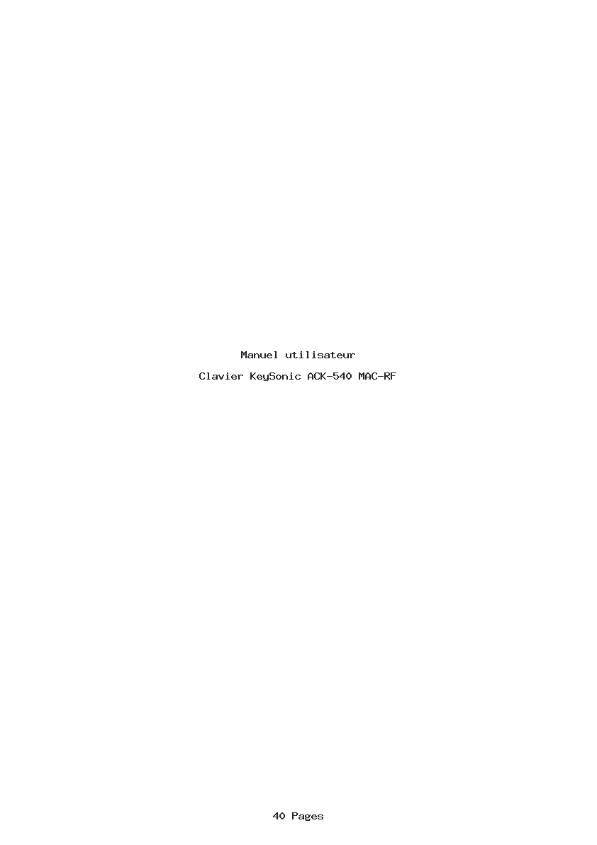 Page 1 de la notice Manuel utilisateur KeySonic ACK-540 MAC-RF