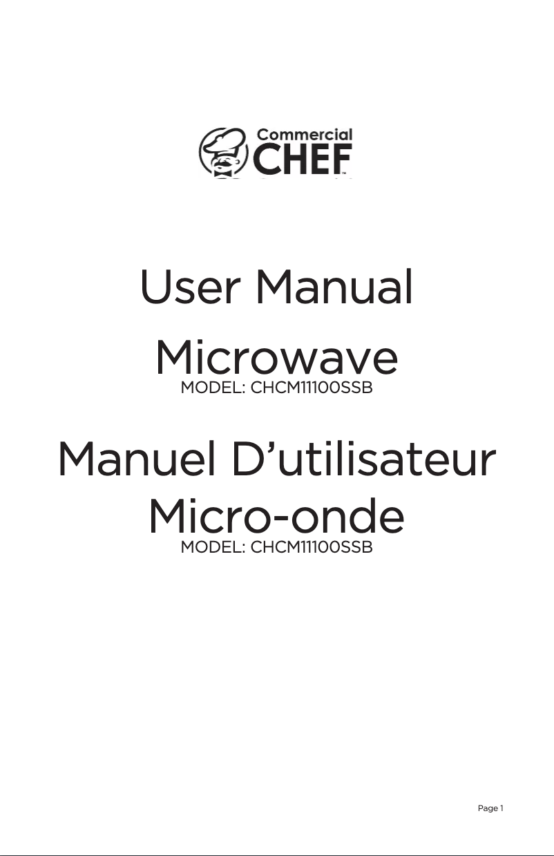 Page 1 of the manual User Manual Commercial Chef CHCM11100SSB