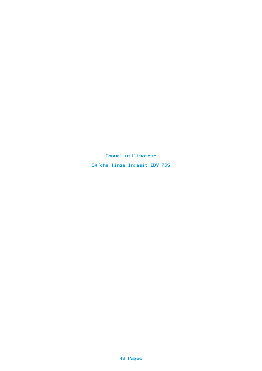 Page 1 de la notice Manuel utilisateur Indesit IDV 75S