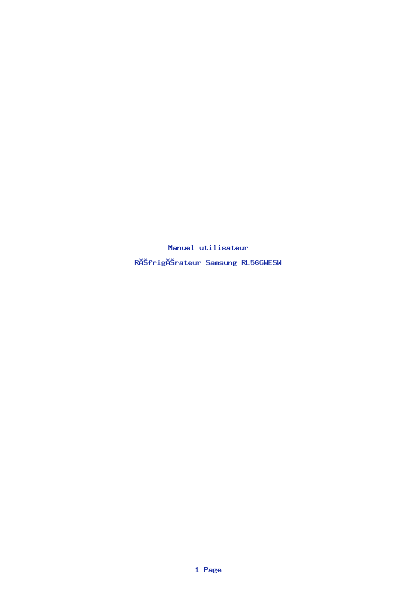 Page 1 de la notice Manuel utilisateur Samsung RL56GWESW