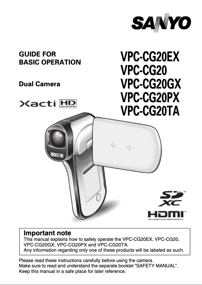 Página 1 del manual Manual de usuario Sanyo VPC-CG20EXP