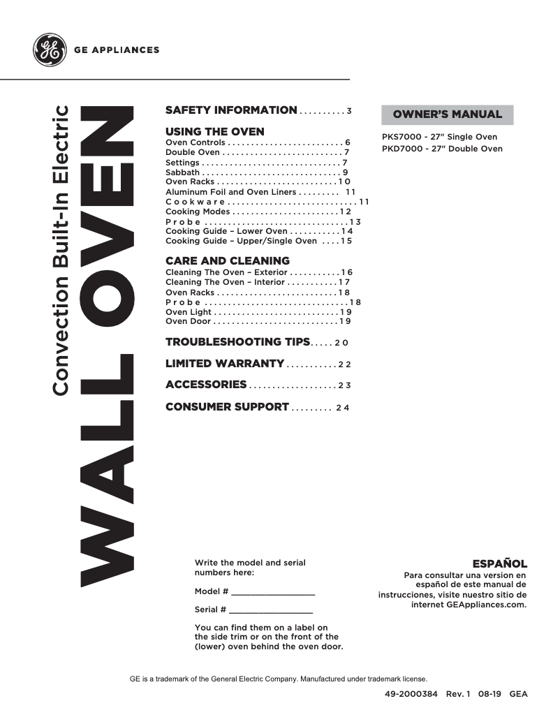 Page n°1 - Mode d'emploi GE Profile PKS7000BNTS