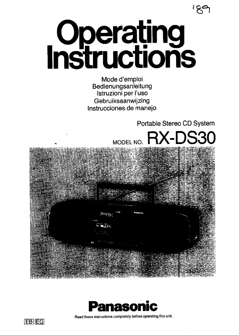 Page 1 de la notice Manuel utilisateur Panasonic RX-DS30