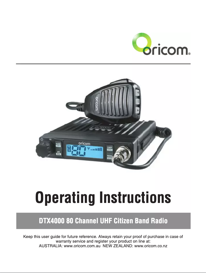 Page 1 de la notice Manuel utilisateur Oricom DTX4000