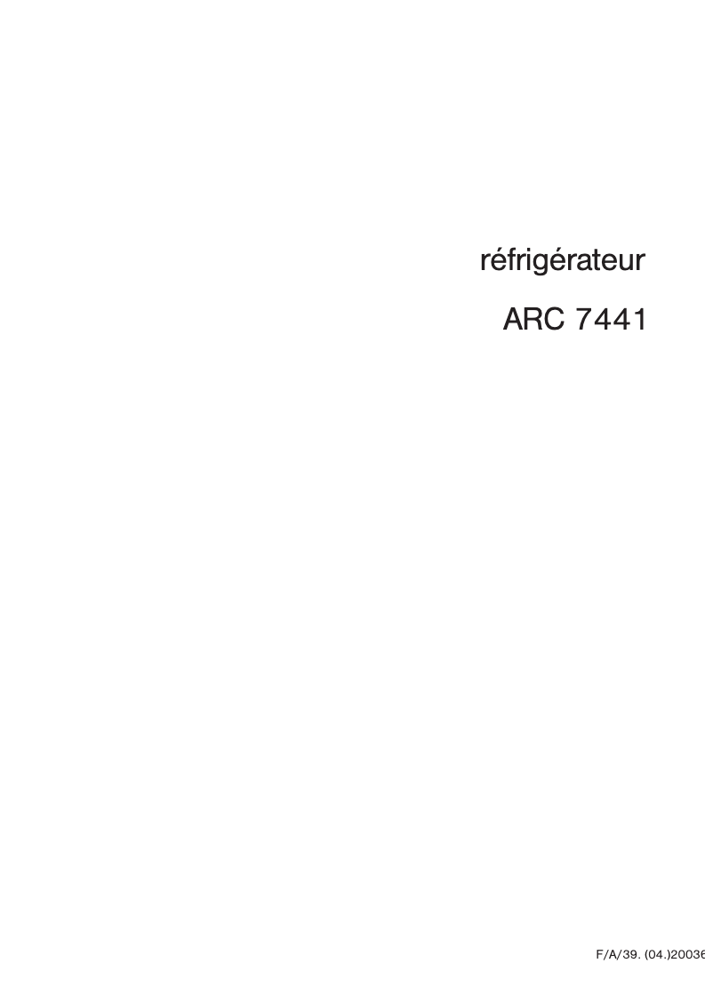 Página 1 del manual Manual de usuario Arthur Martin-Electrolux ARC7441