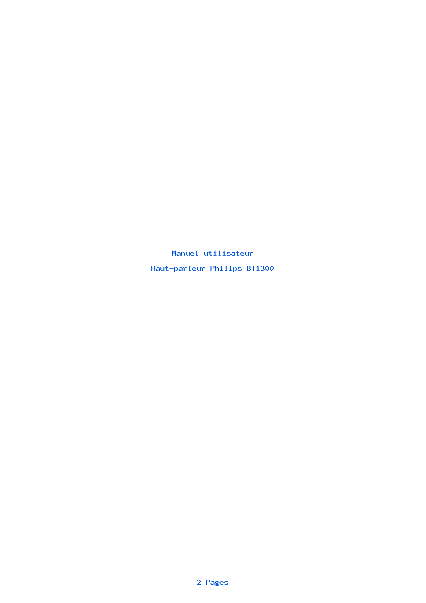 Page 1 de la notice Manuel utilisateur Philips BT1300