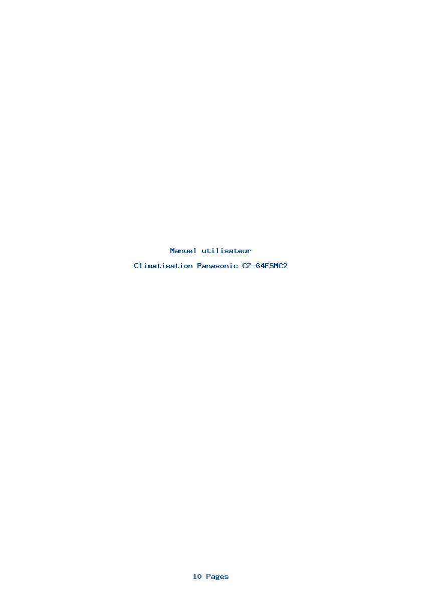 Page 1 de la notice Manuel utilisateur Panasonic CZ-64ESMC2