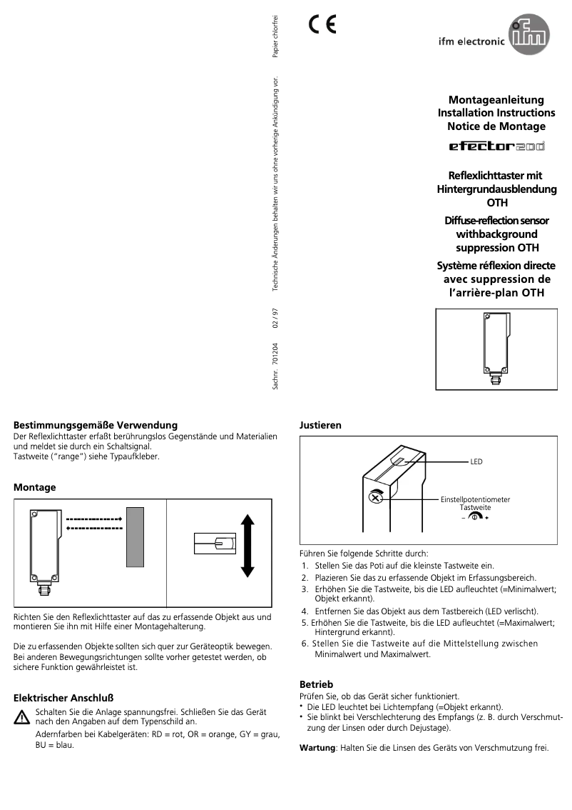 Page 1 de la notice Manuel utilisateur IFM OT5203
