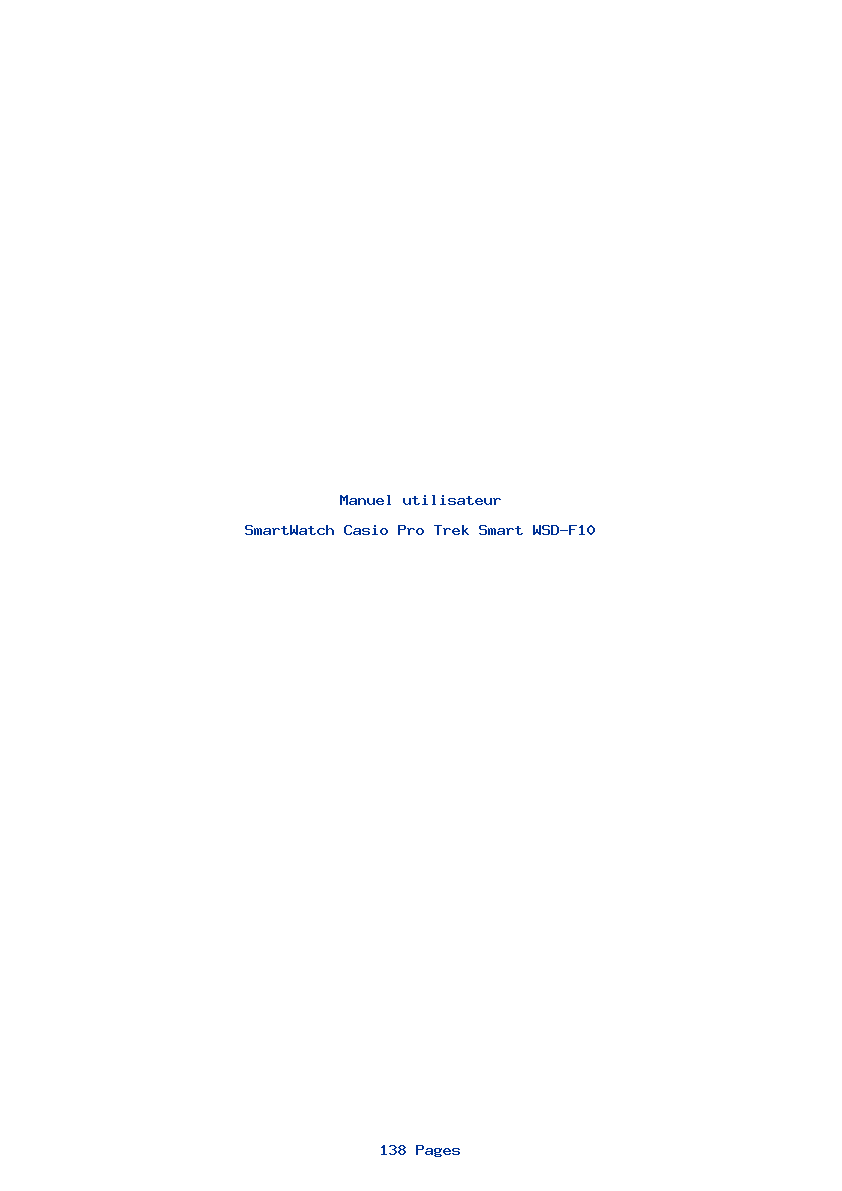 Page 1 de la notice Manuel utilisateur Casio Pro Trek Smart WSD-F10