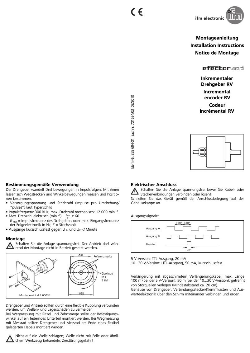 Page 1 de la notice Manuel utilisateur IFM RV6111