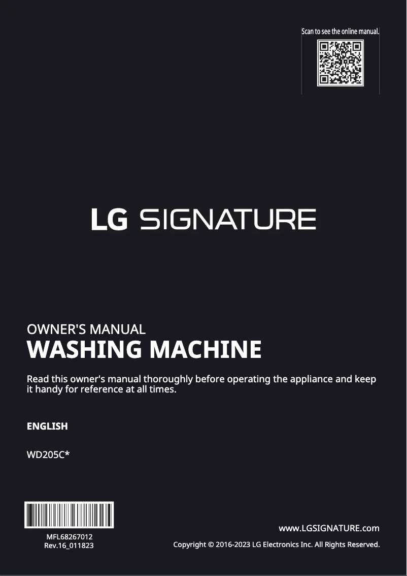 Page 1 de la notice Manuel utilisateur LG WD205CK