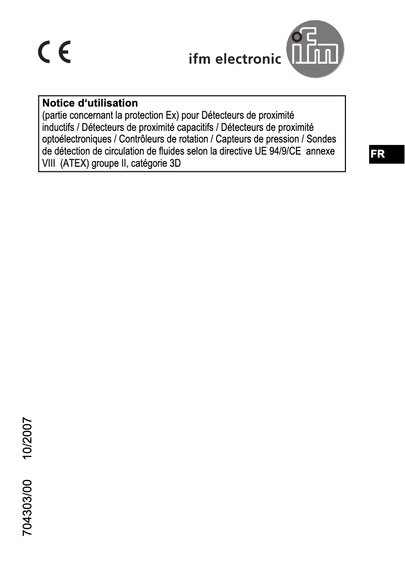 Page 1 de la notice Manuel utilisateur IFM IN500A