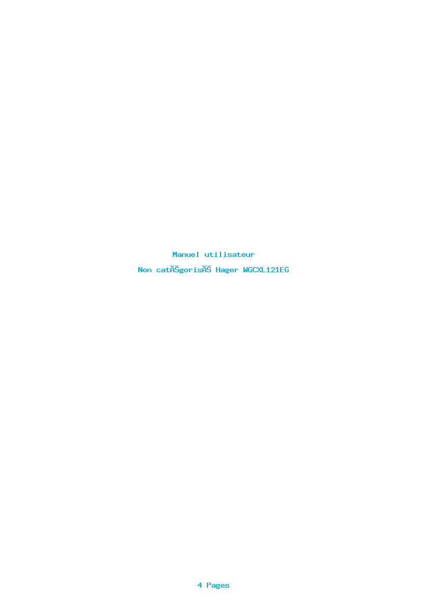 Page 1 de la notice Manuel utilisateur Hager WGCXL121EG