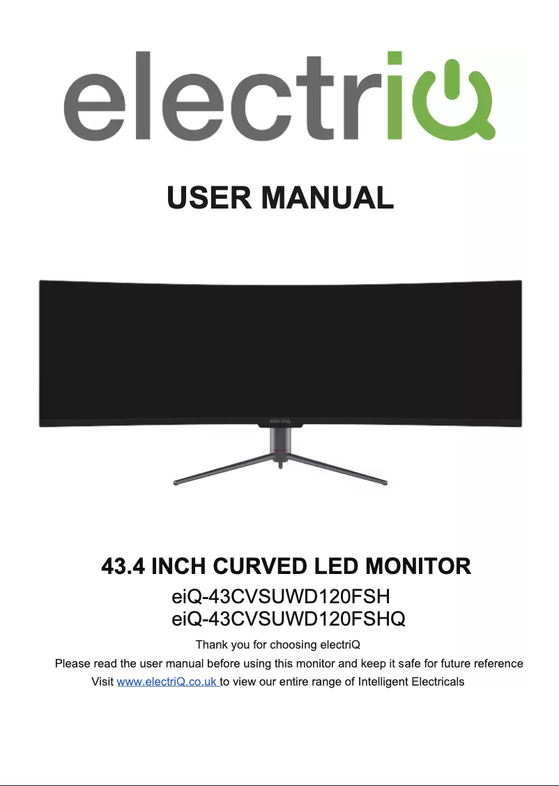 Page 1 de la notice Manuel utilisateur ElectriQ eiQ-43CVSUWD120FSHQ