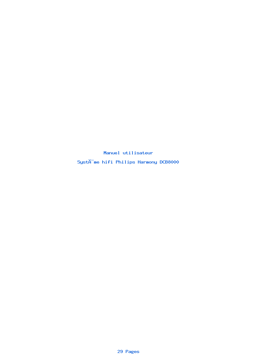 Page 1 de la notice Manuel utilisateur Philips Harmony DCB8000