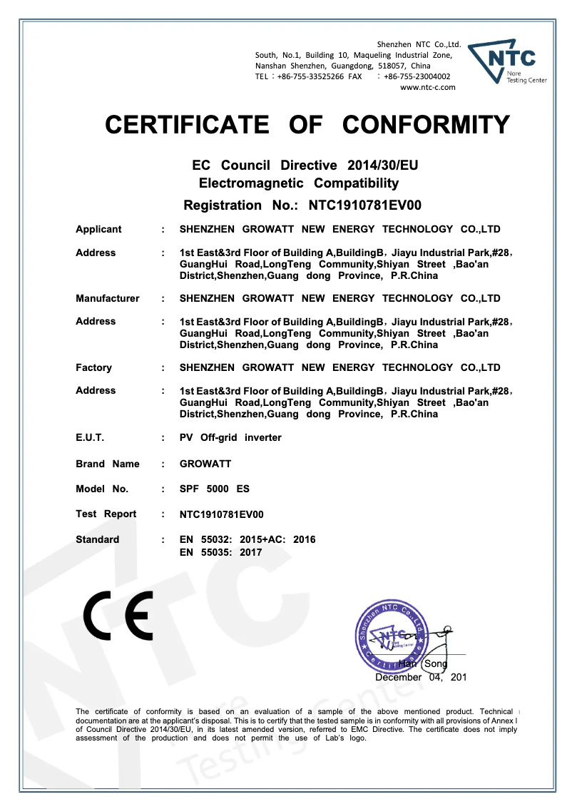 Page 1 de la notice Guide d'installation Growatt SPF 5000 ES