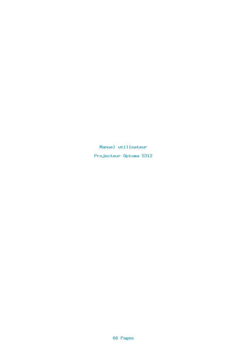 Page 1 de la notice Manuel utilisateur Optoma S312