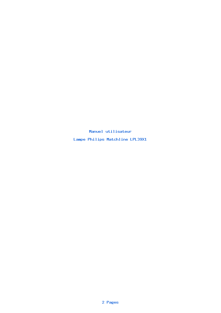 Page 1 de la notice Manuel utilisateur Philips Matchline LPL39X1