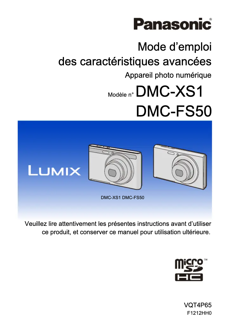 Page 1 of the manual User Manual Panasonic Lumix DMC-XS1