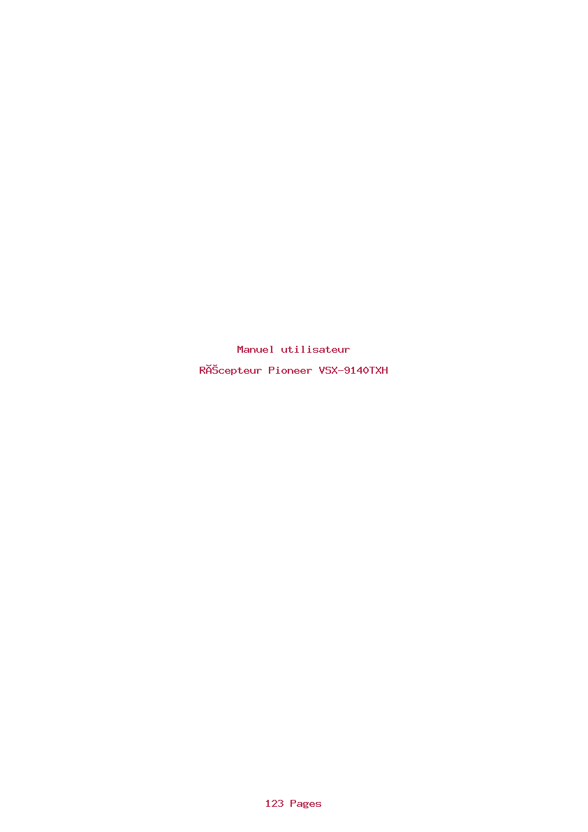Page 1 de la notice Manuel utilisateur Pioneer VSX-9140TXH