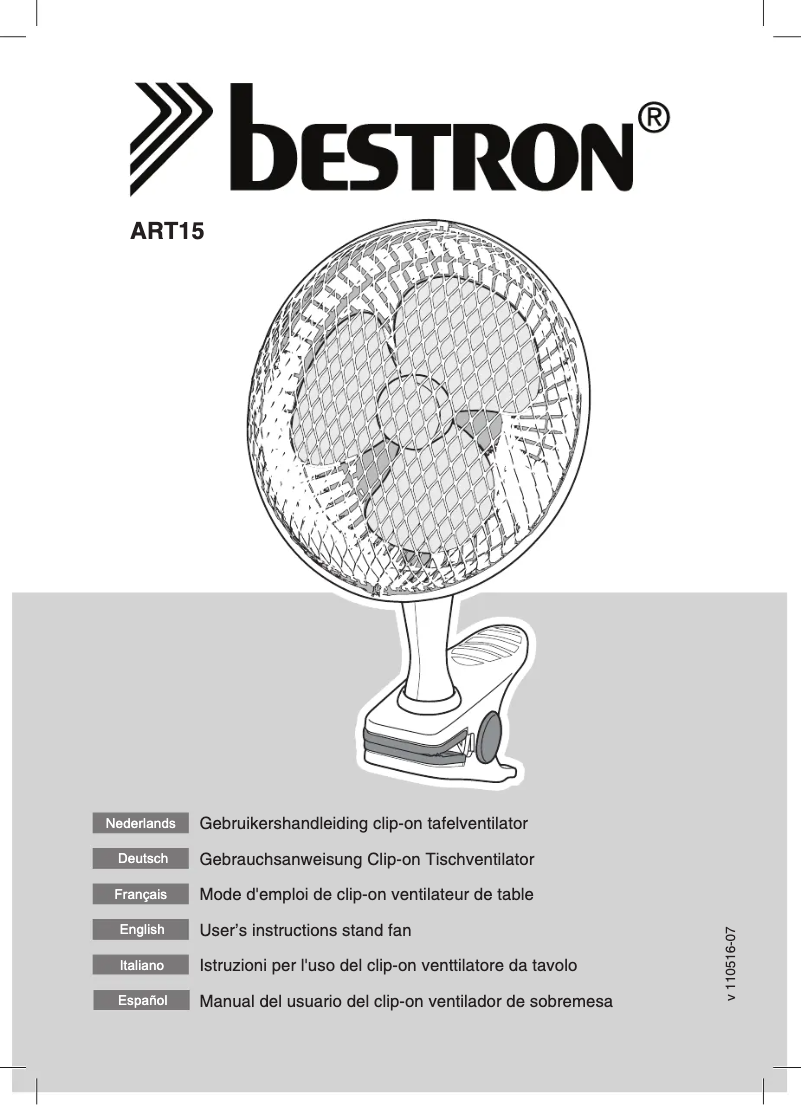 Page 1 de la notice Manuel utilisateur Bestron ART15 Clip-On
