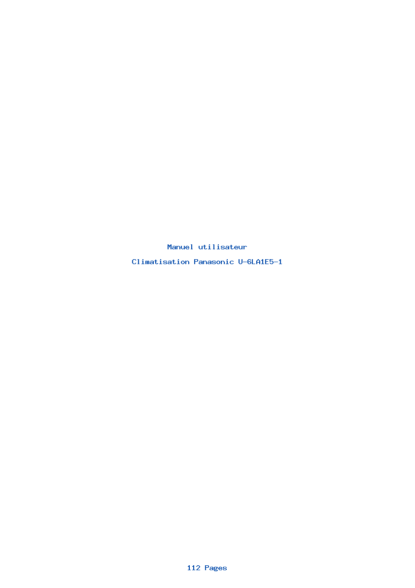 Page 1 de la notice Manuel utilisateur Panasonic U-6LA1E5-1