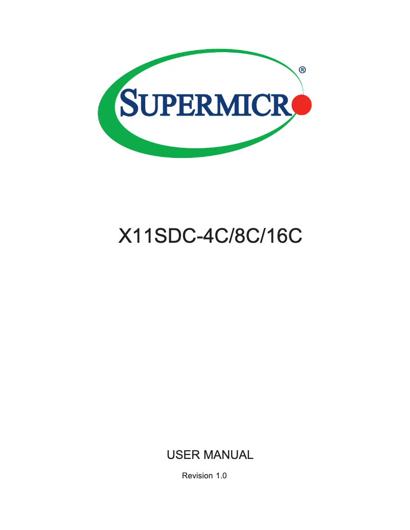 Page 1 de la notice Manuel utilisateur Supermicro X11SDC-16C