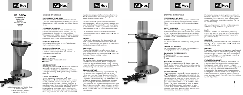 Page 1 de la notice Manuel utilisateur AdHoc Mr. Brew