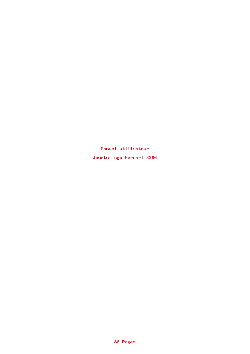 Page 1 de la notice Manuel utilisateur Lego Ferrari 8386