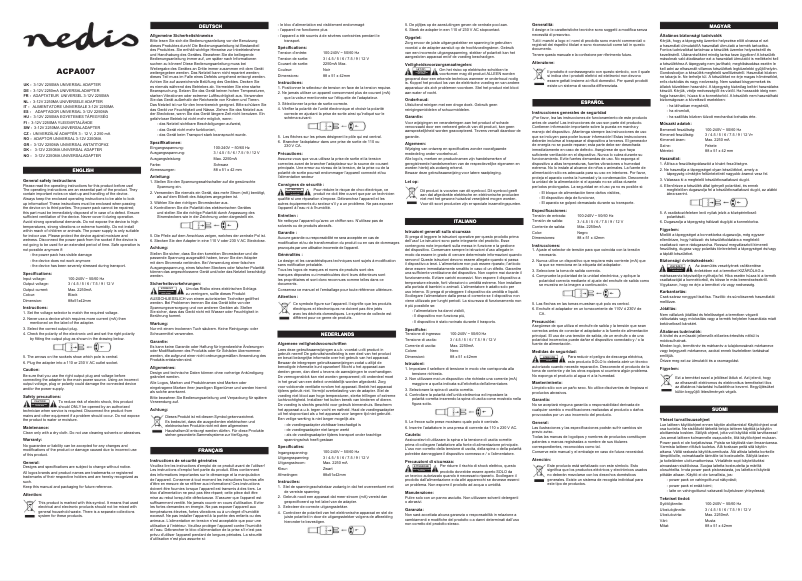 Page 1 de la notice Manuel utilisateur Nedis ACPA007