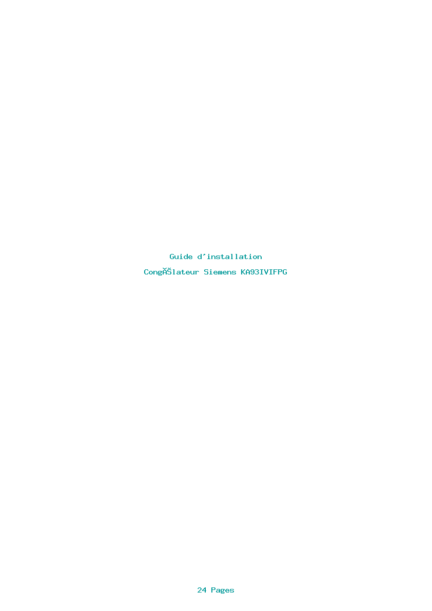 Page 1 de la notice Guide d'installation Siemens KA93IVIFPG