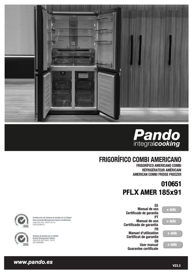 Page 1 de la notice Manuel utilisateur Pando PFLX AMER