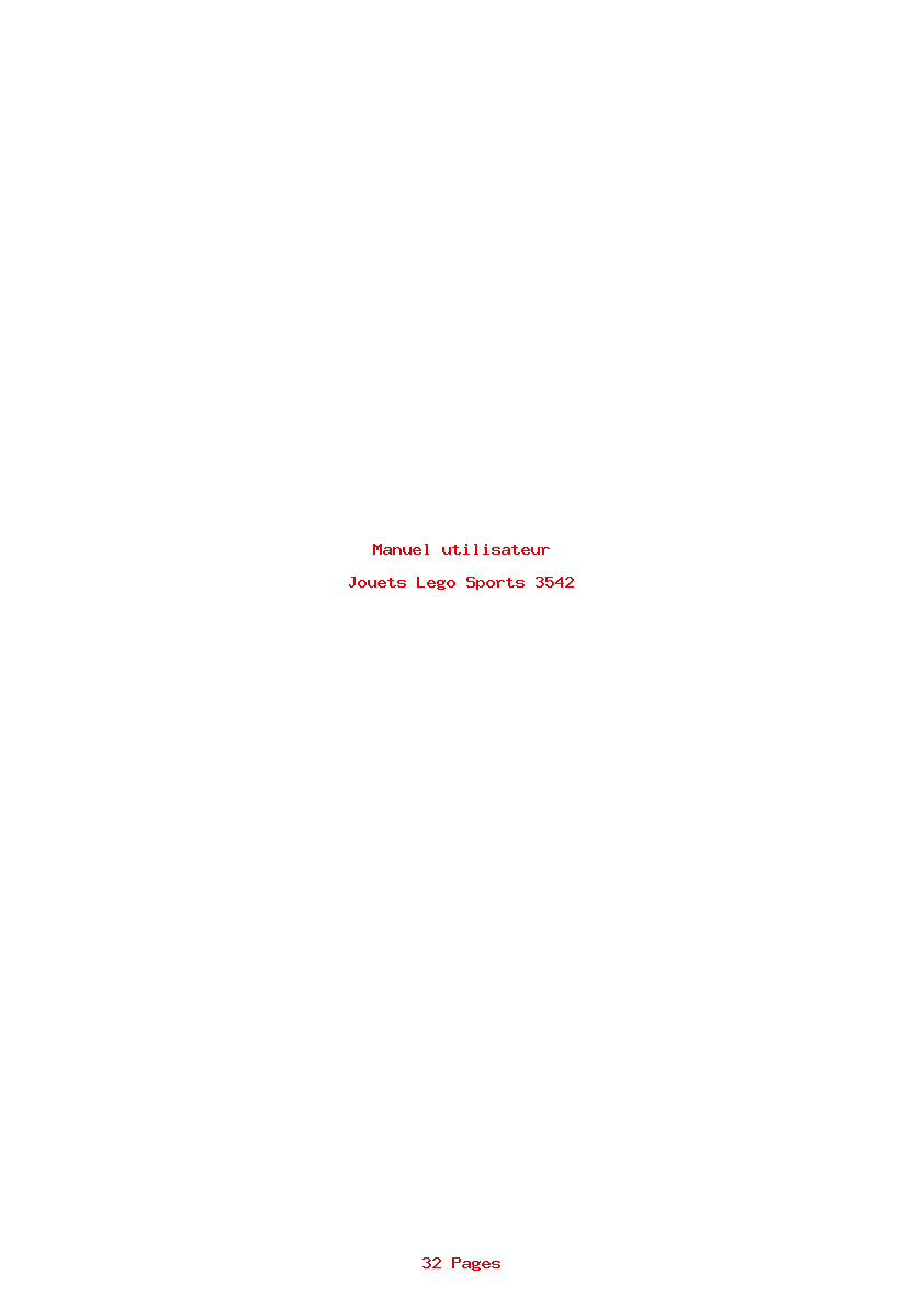 Page 1 de la notice Manuel utilisateur Lego Sports 3542