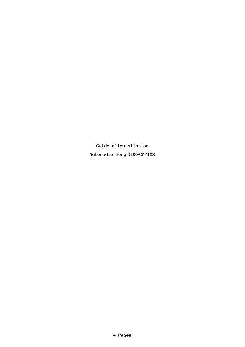 Page 1 de la notice Guide d'installation Sony CDX-CA710X