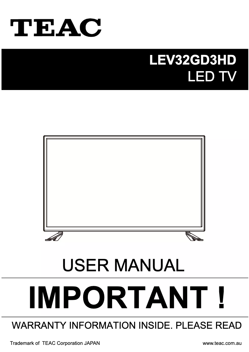 Page 1 de la notice Manuel utilisateur Teac LEV32GD3HD