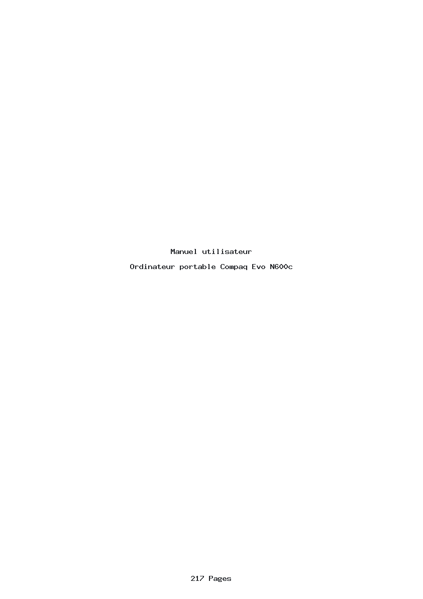 Page 1 de la notice Manuel utilisateur Compaq Evo N600c