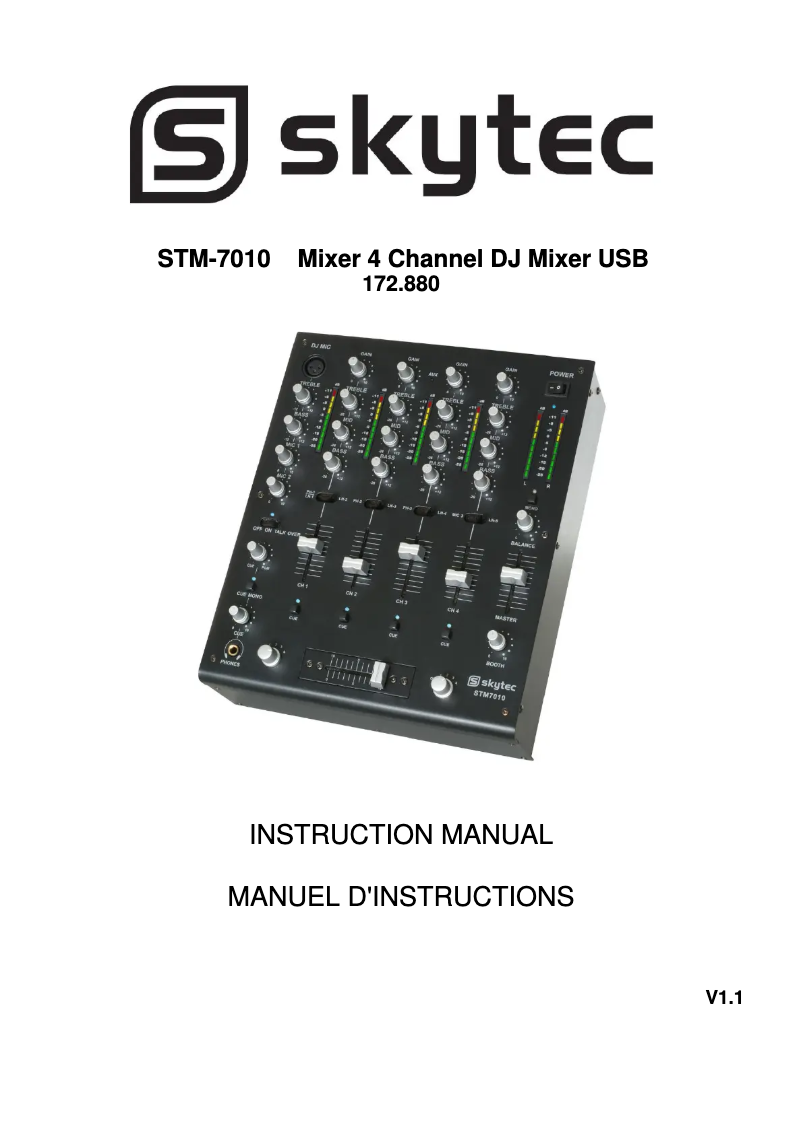 Page 1 de la notice Manuel utilisateur Skytec STM-7010