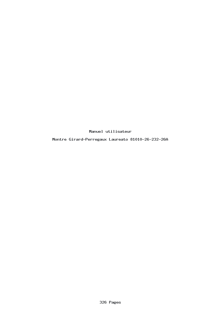 Page 1 de la notice Manuel utilisateur Girard-Perregaux Laureato 81010-26-232-26A