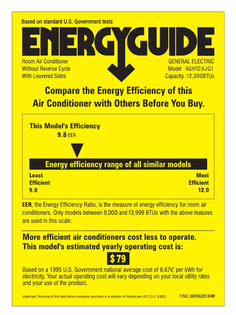 Página 1 del manual Etiqueta energética GE AGH12AJ