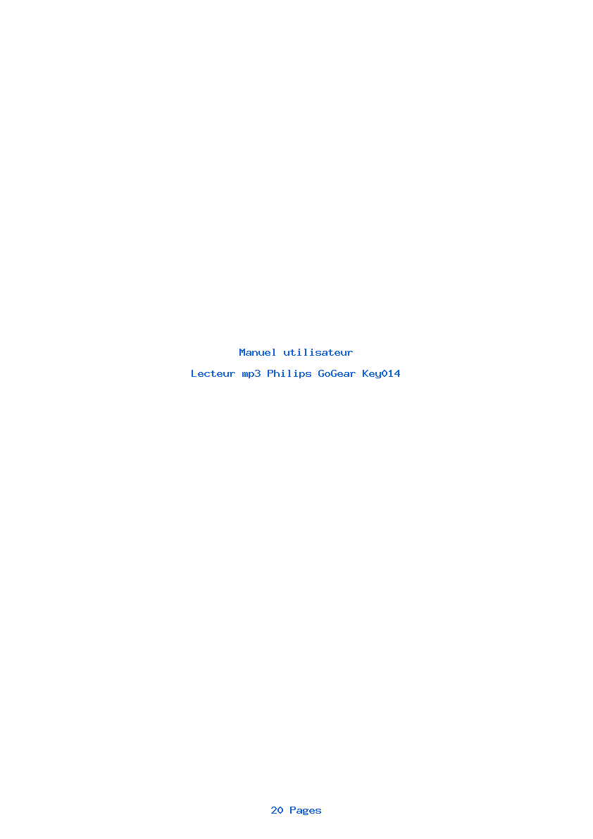 Page 1 de la notice Manuel utilisateur Philips GoGear Key014